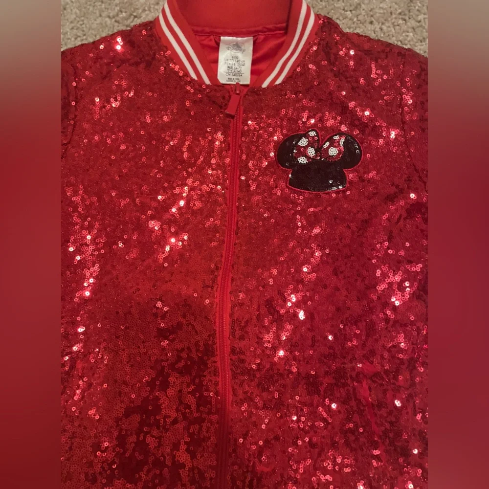 Disney Minnie Mouse Red Sequin Jacket Girls Size 9/10